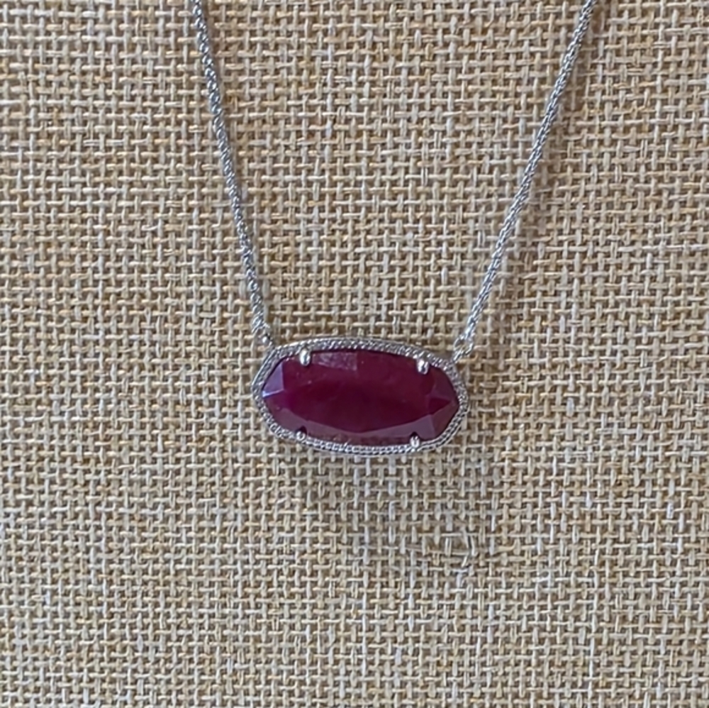 Kendra Scott Silver Rhodium Plated Delaney? Adjustable Necklace in Maroon Jade‎